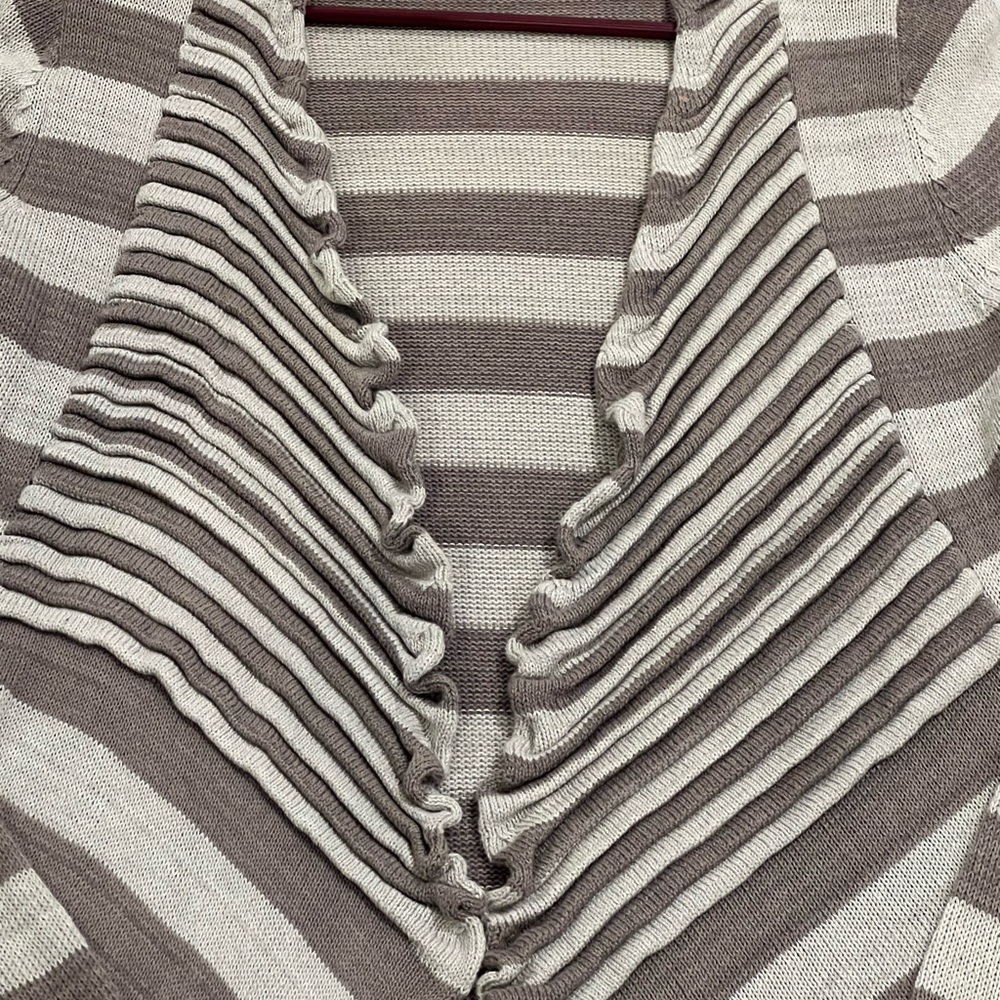Striped Brown and Cream Women's Sweater - Picture 6 of 7